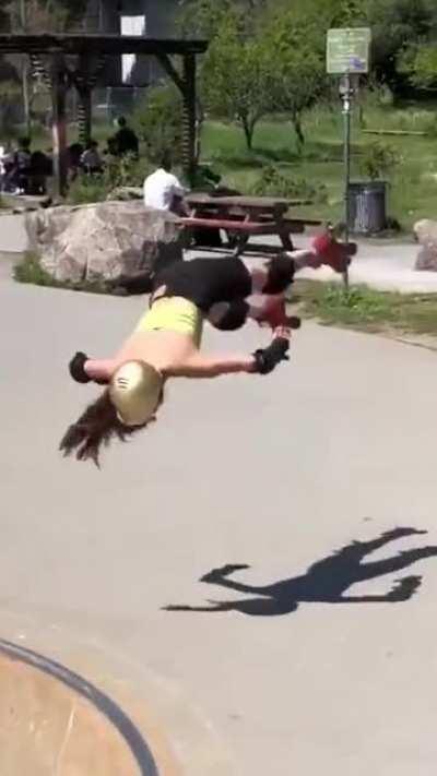 She's skilled, and confident . Amazing Front Flip