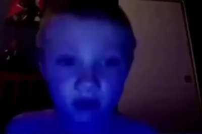 Kid turns blue, then disappears