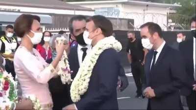 Macron is greeted a little too warmly