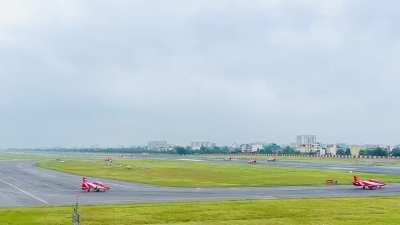 Aircraft taking off from Jaipur International Airport