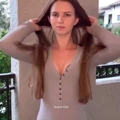 Loosening A Ponytail And Playing With Beautiful Brunette Hair (@officialamberrenae)