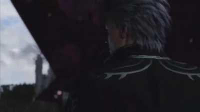 Dante dancing as Vergil turns to stare.