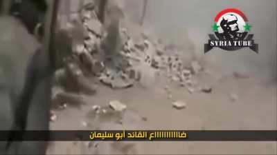 Syrian Jihadist tried to shoot the tank, but the tank was quicker and blasted him before he could fire (Date: ~2013, location: Unkown).