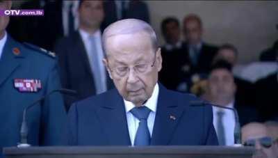 President Aoun to the army: Walk on the haniniha hodihi your oath. Now is your chance to insure um.. to believe in the future of your country.