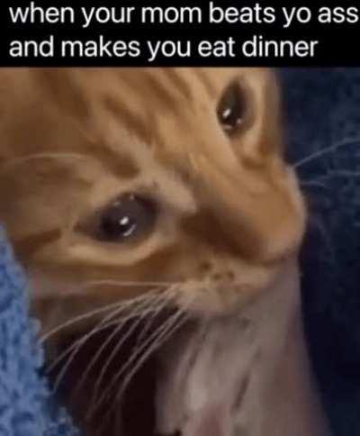 when your mom beats yo ass and makes you eat dinner