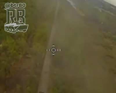 A Ukrainian Armoured Recovery Vehicle takes a hit from a Russian FPV drone in the Pokrovsk area - September 2024