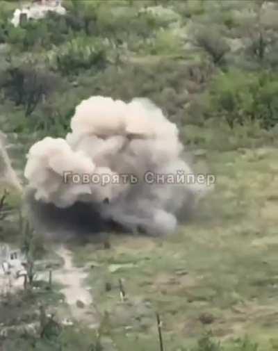 An anti-tank landmine was carelessly triggered by a Russian soldier, as observed by a Ukrainian reconnaissance drone.