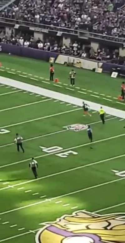 Fan touchdown on the field in Minnesota today.