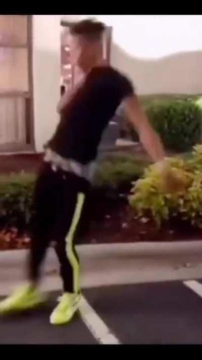 crackhead dancing in a parking-lot