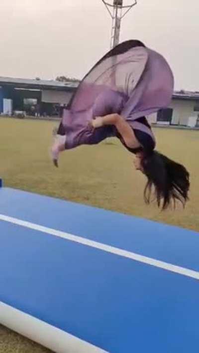 When a gymnast does flips in a saree.