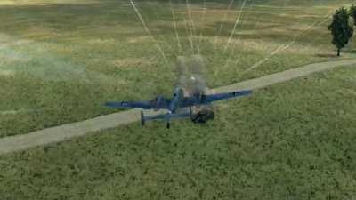 Bf110G tanking a tank shell