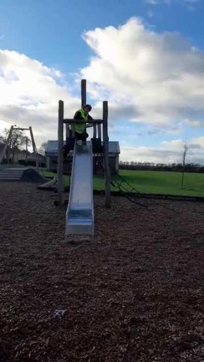 Great ape on a slide!