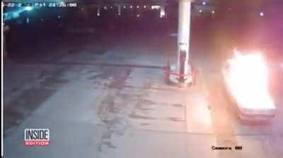 Lighting a cigarette in a gas station. A really bright idea.