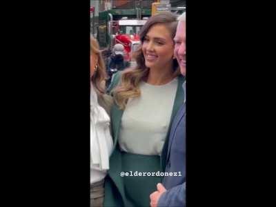 Posing for pictures at Times Square last week