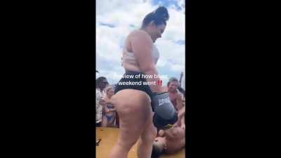 Thick girl in bikini completely dominates 