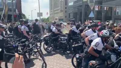 Columbus Ohio cops ram protesters with bikes because....