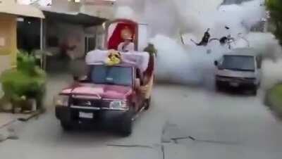 During a religious procession in Mexico a trike carrying fireworks explodes - 6/11/2020