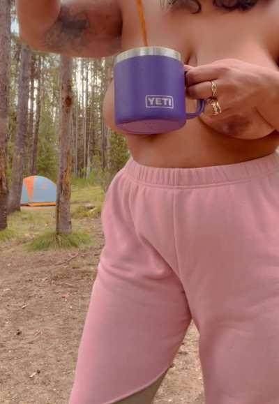 Nothing quite like coffee in the fresh mountain air after a night of fucking under the stars ✨