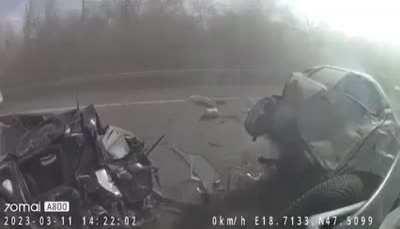 Accident on the Hungarian highway yesterday. More than 40 cars crashed