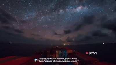 This cargo ship worker who strapped a timelapse camera the ship he was working on