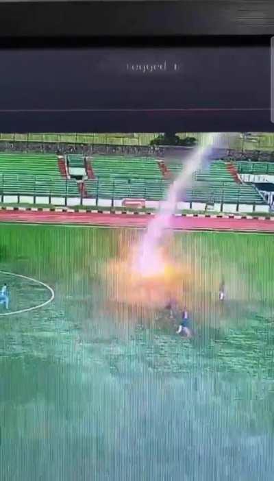 Man struck by lightning during football match