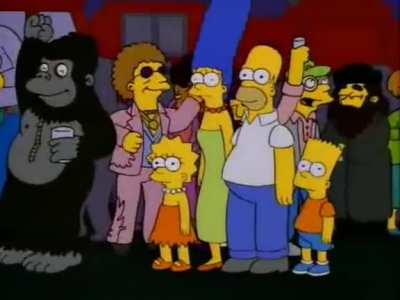 Name a song that appears in The Simpsons that you automatically attach to the tv show whenever you hear it? for example Any Way You Want It Song by Journey that appears in Burns, Baby Burns episode season 8.