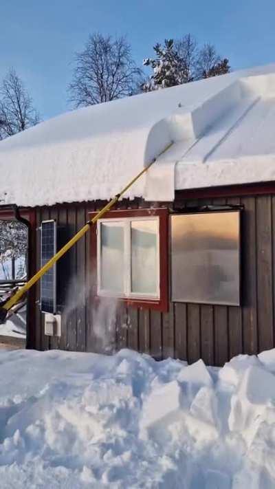 Snow cubes carved straight from the roof