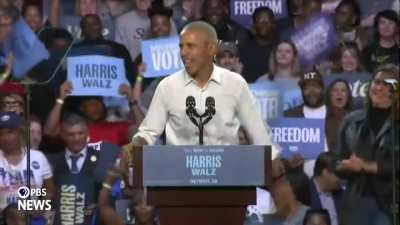 Obama Gleefully Raps Lyrics to Eminem Song at Harris Rally