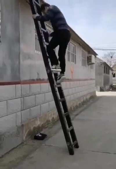 Foldable ladder collapses into a small footprint size