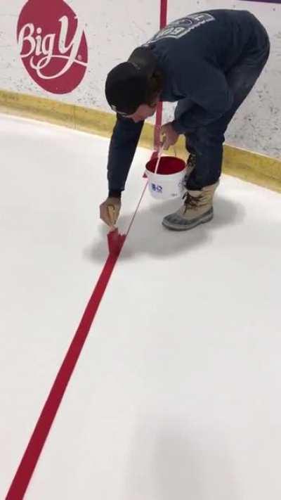 Painting the lines of a hockey rink