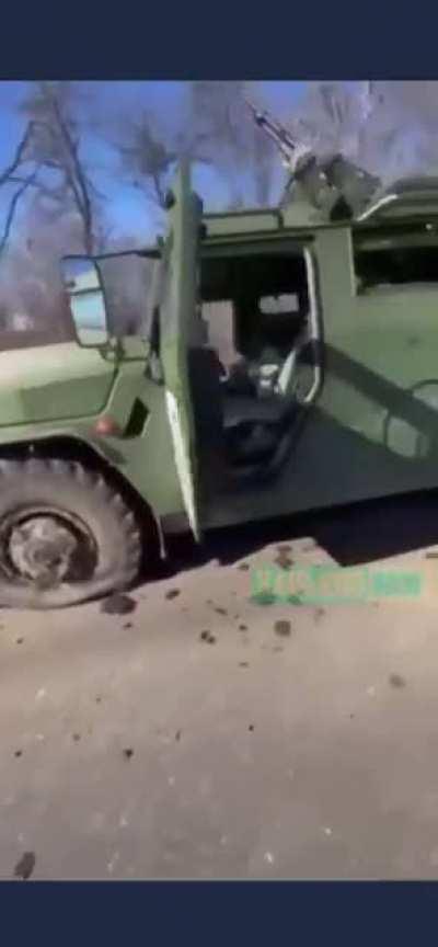 A russian armored car has been destroyed during a counterattack near Kharkiv