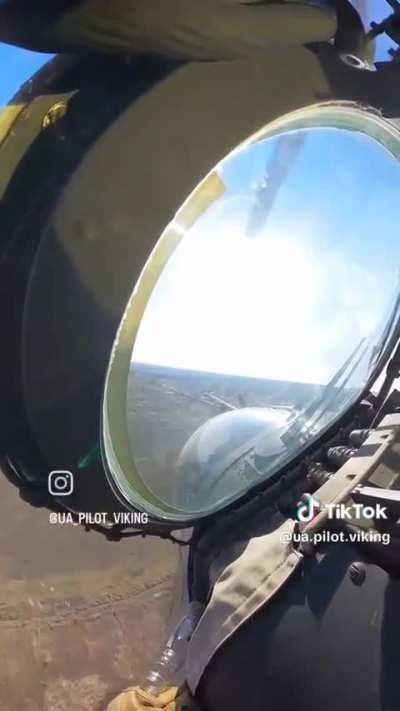 Mi-24 helicopter of the 11th Separate Army Aviation Brigade &quot;Kherson&quot; firing rockets at Russian targets.  (Published on 29/February/2024)