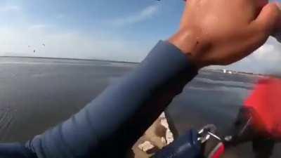 Kite boarder vs sea wall