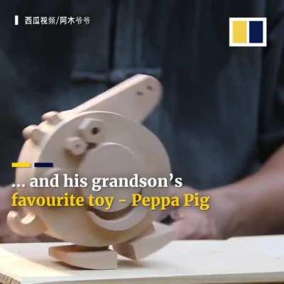 Grandpa gave wonderland to grandson by using wood and bamboo!