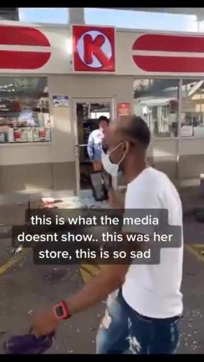 BLM protestor gets business destroyed by BLM protestors.