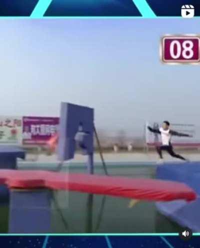 Guy absolutely obliterates a wipeout styled course