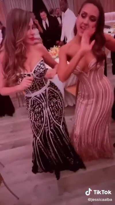 Sofia Vergara and Jessica Alba. Watching this on repeat makes me moan and throb out of instinct.. impossible to contain how they make me feel seeing them show off their Goddess bodies together.