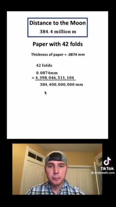 [off-site] folding a piece of paper 42 times would reach the moon