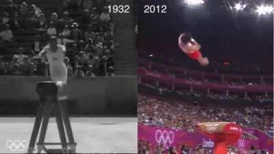 Gold medal-winning vaults 80 years apart (Men's Gymnastics)