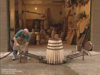 Tool used to bend wood for traditional wine barrels...