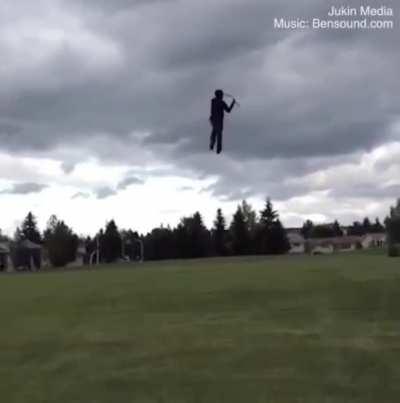 Flying a kite in strong wind