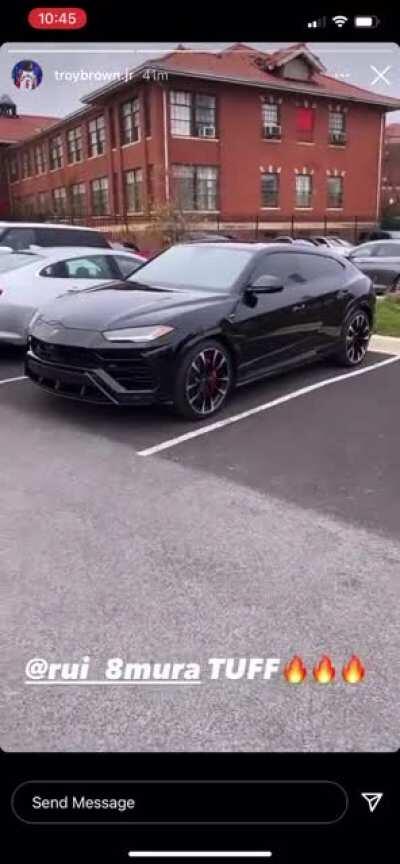 Rui Hachimura pulled up in a Lamborghini truck 👀