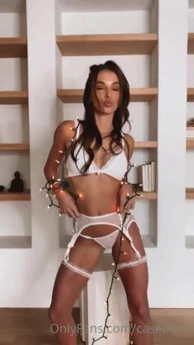 Boonie w/ Chirstmas lights wearing white bra, garter, & g-string (teaser ending) (OF vid post)