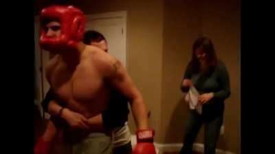 WCGW if two large dudes drunkenly spar in your parents brand new basement.. At least there was an attempt to still wipe the wall clean.