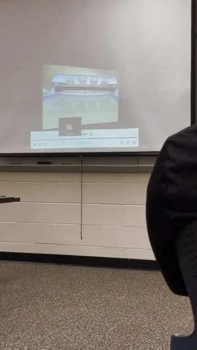 Calculus Professor showing off getting a perfect score in wii sports 100 pin bowling