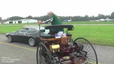 World's first production automobile Benz Patent-Motorwagen costing $150 in 1885 (equivalent to $4,268 today)