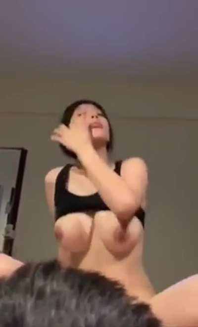 Horny Busty Asian Slut Rides Cock