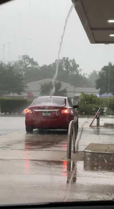 Free car wash from the gas station rain flows lol