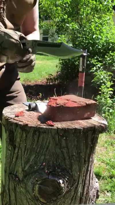 After years of practice, I have finally created a knife that can cut steel and brick, while remaining sharp.