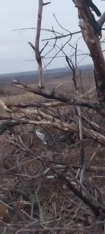 A low-flying Ukrainian helicopter avoids being shot down by a 9K333 Verba MANPADS. Flairs can be seen being deployed. Unknown Location, January 2024.